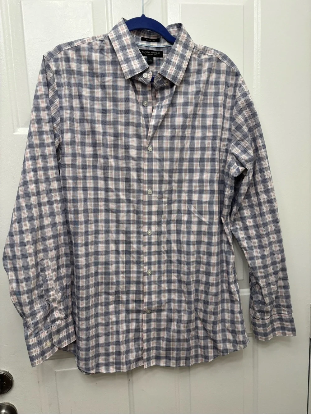 Banana Republic Slim Fit Non-Iron Button Front Long Sleeve Sport Shirt